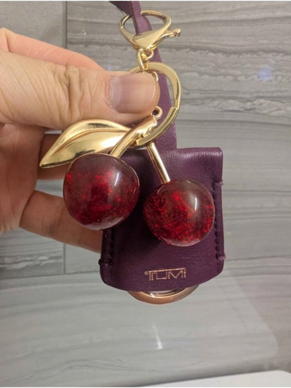 Tumi Cherry Bag Charm Keychain Duo Set